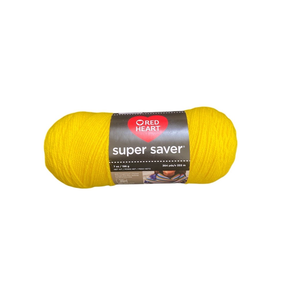 New 1 Skein Red Heart Super Saver Yarn Bright Yellow 100% Acrylic